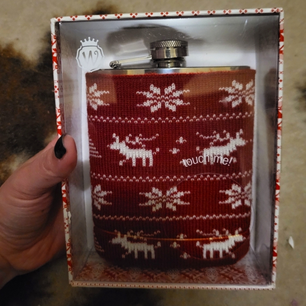 Flask with knit cover